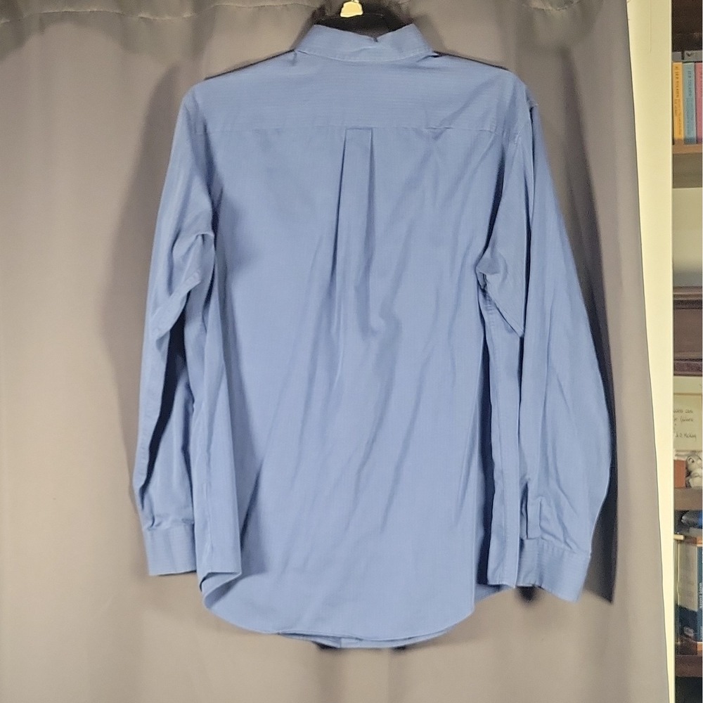 Roundtree & Yorke Easy Care Traditional Fit Blue Herringbone Dress Shirt LT - Picture 10 of 14